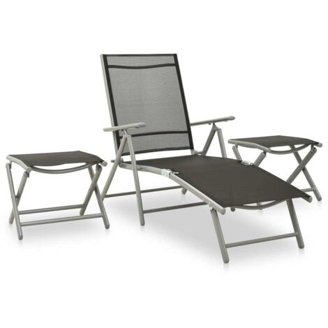 Salon de jardin 3 pcs Ensemble Table et Chaise de Jardin - Textilène et aluminium Argenté BV562451 - BonneVie (1/5)