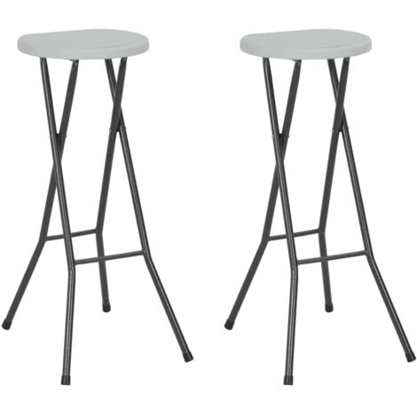 Lot de 2 Chaises de bar pliables Tabourets de bar - Tabouret Haut PEHD et acier Blanc BV944765 - BonneVie (1/5)