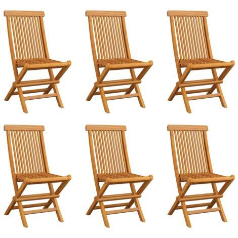 Lot de 6 Chaises de jardin pliables - Chaises d'extérieur pour terrasse/jardin avec coussins Bois de teck solide BV276448 - BonneVie (1/4)