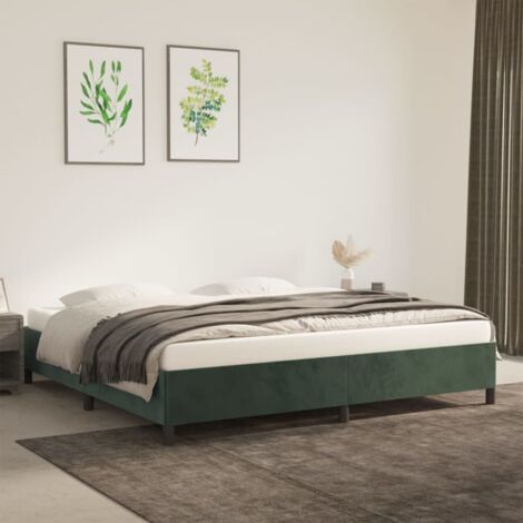 Lit double pour adulte - Cadre de lit Vert foncé 200x200 cm Velours BV942909 - BonneVie (1/5)