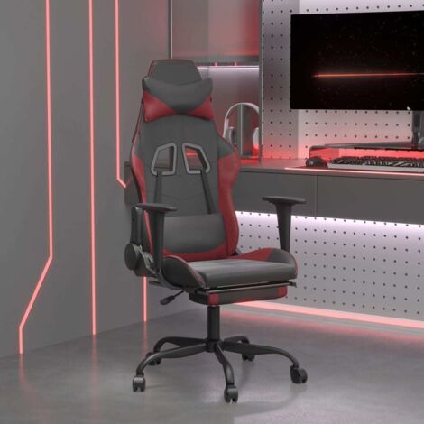 Fauteuil gamer de massage avec repose-pied Chaise de bureau - Fauteuil de jeu Noir&Bordeaux Similicuir BonneVie-16778 (1/5)