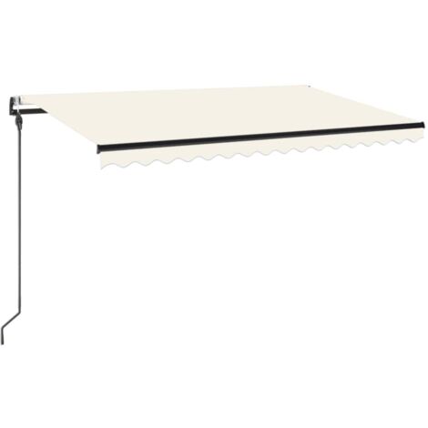 Auvent automatique avec capteur de vent et LED - Auvent de jardin Soleil imperméable 450x300 cm Crème BV868525 - BonneVie (1/5)