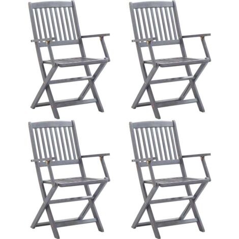 Lot de 4 Chaises de jardin pliables - Chaise d'extérieur pour terrasse/jardin Bois d'acacia solide BV409944 - BonneVie (1/5)
