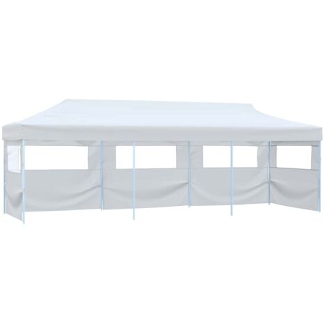 Tente de réception Tonnelle de Jardin - Rapide à Installer escamotable pliable avec 5 parois 3x9m Blanc BV857504 - BonneVie (1/5)