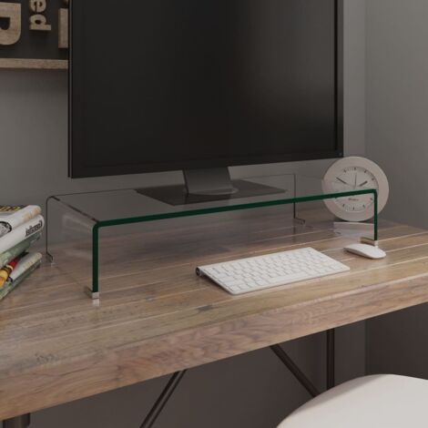 Meuble TV pour Salon - Armoire TVpour moniteur 70 x 30 x 13 cm Verre Transparent BV179998 - BonneVie (1/5)