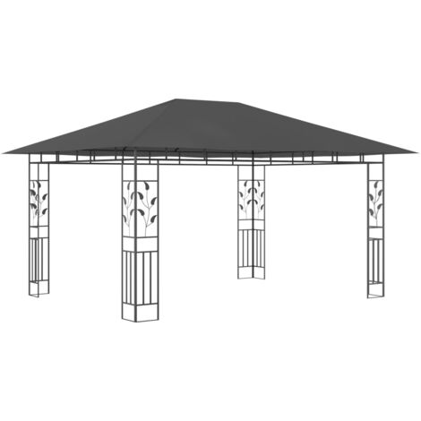 Tonnelle de Jardin Tente de réception - Rapide à Installer avec moustiquaire 4x3x2,73 m Anthracite 180 g/m² BV781013 - BonneVie (1/5)