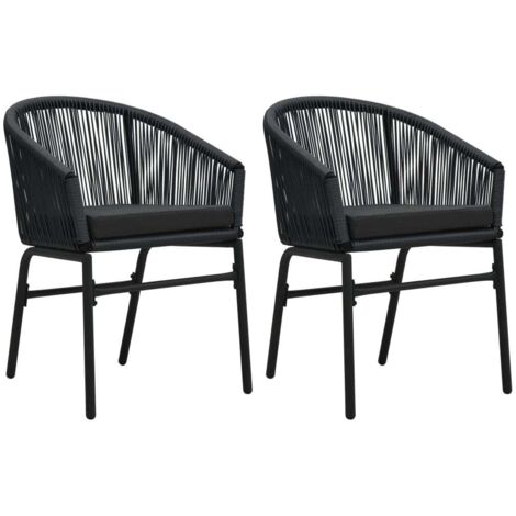 Lot de 2 Chaises de jardin - Chaises d'extérieur pour terrasse/jardin Noir Rotin PVC BV172504 - BonneVie (1/5)