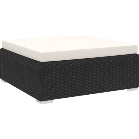Canapé de jardin sectionnel 1 pc avec coussin Canapé Repose-pied relax - Résine tressée Noir BV863714 - BonneVie (1/5)