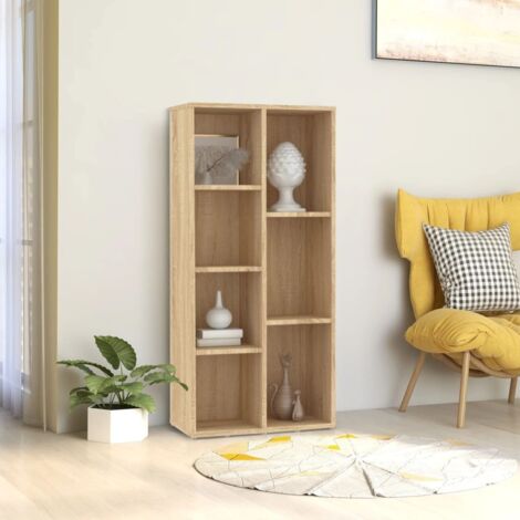 Bibliothèque Étagère de Rangement - pour Bureau Salon Chambre Cuisine Chêne Sonoma 50x25x106 cm Aggloméré BV684056 - BonneVie (1/5)