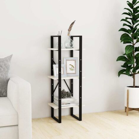Bibliothèque à 3 niveaux Étagère de Rangement - pour Bureau Salon Chambre Cuisine Blanc 40x30x105 cm Bois de pin massif BV226064 - BonneVie (1/5)