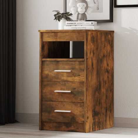 Armoire à tiroirs Meuble de Rangement - Style Contemporain Chêne fumé 40x50x76 cm Bois d'ingénierie BV369040 - BonneVie (1/5)