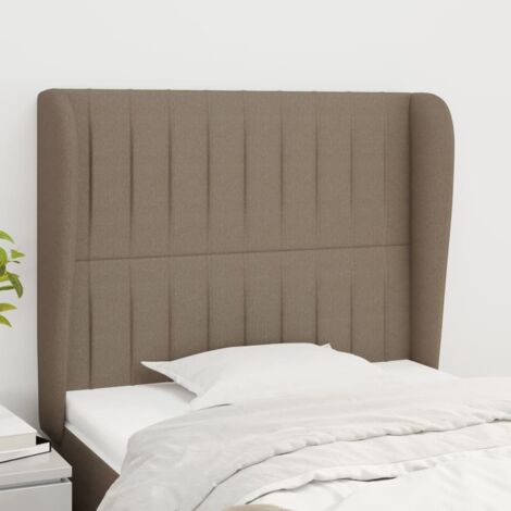 Tête de lit avec oreilles Style Classique Armoire de lit - Taupe 93x23x118/128 cm Tissu BV891505 - BonneVie (1/5)