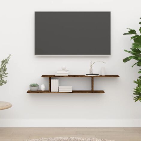 Étagère TV murale Étagère de Rangement - Meuble de rangement Chêne fumé 125x18x23 cm Bois d'ingénierie BV717266 - BonneVie (1/5)