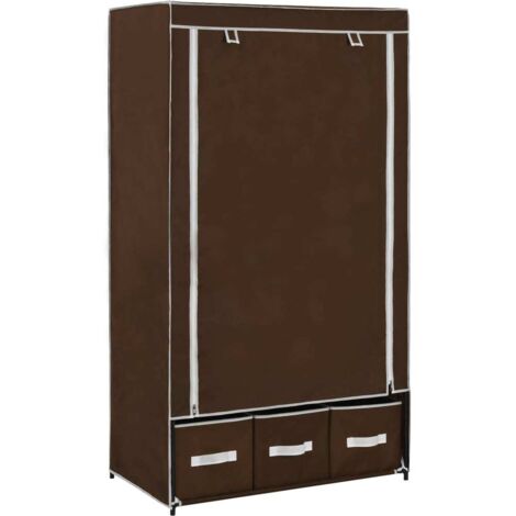 Garde-robe Meuble de Rangement - Style Contemporain Marron 87x49x159 cm Tissu BV649260 - BonneVie (1/5)