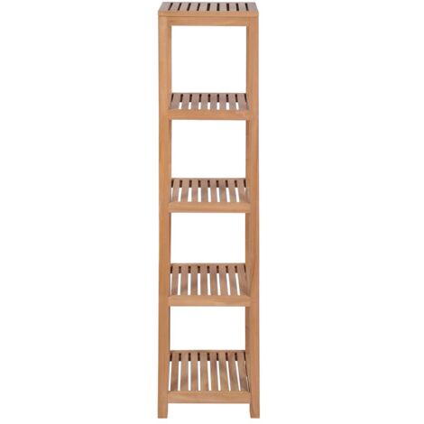 Étagère de salle de bain 4 niveaux - Meuble de rangement Teck massif 42x42x165 cm BV927916 - BonneVie (1/5)