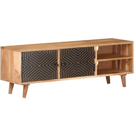 Meuble TV pour Salon - Armoire TV 115x30x39 cm Bois d'acacia massif BV840004 - BonneVie (1/5)