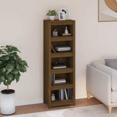 Bibliothèque Étagère de Rangement - pour Bureau Salon Chambre Cuisine Marron miel 50x35x154 cm Bois de pin massif BV788657 - BonneVie (1/5)