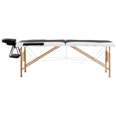 Table de massage pliable 2 zones - Table de relaxation Bois Noir et blanc BV229968 - BonneVie (1/5)