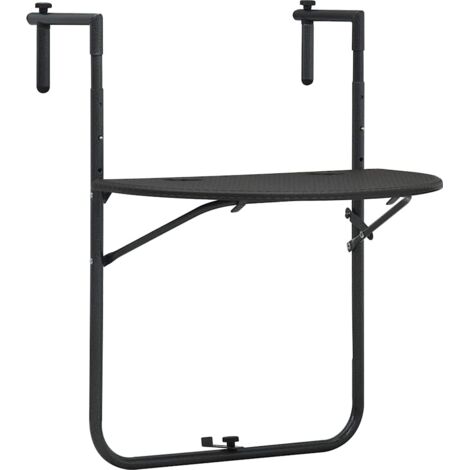 Table suspendue de balcon Table d'extérieur - Marron 60x64x83,5 cm Plastique Aspect de rotin BV732999 - BonneVie (1/5)