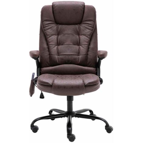 Chaise de bureau de massage Fauteuil gamer - Chaise d'ordinateur Marron foncé Cuir véritable BV712842 - BonneVie (1/5)