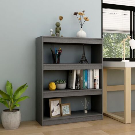 Bibliothèque/Séparateur de pièce Étagère de Rangement - pour Bureau Salon Chambre Cuisine Gris 100x30x103 cm Pin massif BV838290 - BonneVie (1/5)