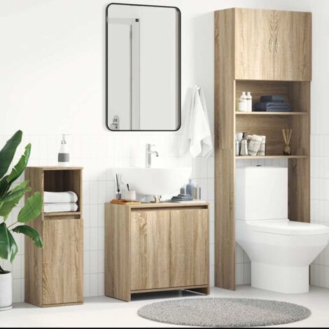 Armoire de salle de bain - Meuble de rangement Chêne sonoma 60x33x61 cm Aggloméré BV472650 - BonneVie (1/5)