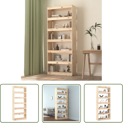 The Living Store Bibliothèque/Séparateur de pièce 80x30x199,5 cm pin massif - Bibliothèque - Meuble De Rangement - Étagère - Séparateur De Pièces - Bibliothèque En Bois (1/5)