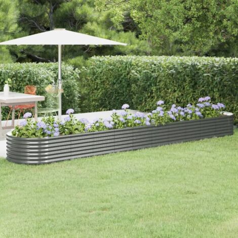 Jardinière - Balconnière à fleurs Acier enduit de poudre 440x80x36 cm Gris BV272142 - BonneVie (1/5)