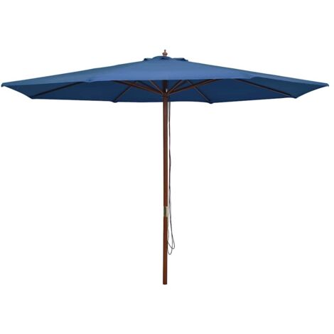 Parasol d'extérieur - Parasol de Jardin Parasol de balcon avec mât en bois 350 cm Bleu BV975033 - BonneVie (1/5)