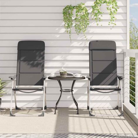 Lot de 2 Chaises de camping - Chaise d'extérieur pour terrasse/jardin Gris 58x69x111 cm Aluminium BV739666 - BonneVie (1/5)