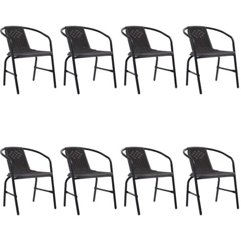 Lot de 8 Chaises de jardin - Chaises d'extérieur pour terrasse/jardin Rotin plastique et acier 110 kg BV759633 - BonneVie (1/5)