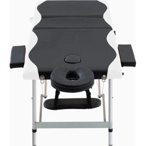 Table de massage pliable 3 zones - Table de relaxation Aluminium Noir et blanc BV997034 - BonneVie (1/5)