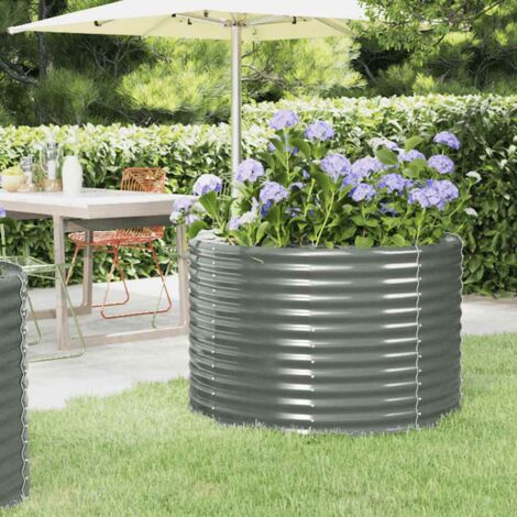 Jardinière - Balconnière à fleurs Acier enduit de poudre 100x100x68 cm Gris BV971779 - BonneVie (1/4)
