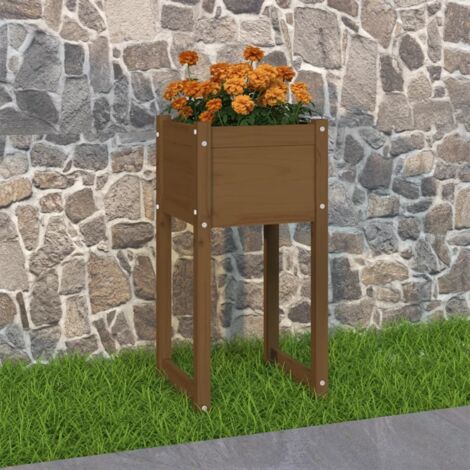 Jardinière de jardin - Balconnière à fleurs Marron miel 40x40x81 cm Bois massif de pin BV105236 - BonneVie (1/5)