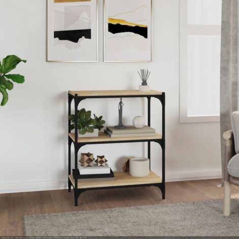 Bibliothèque Étagère de Rangement - pour Bureau Salon Chambre Cuisine Chêne Sonoma 60x33x70,5 cm Bois d'ingénierie acier BV874980 - BonneVie (1/5)