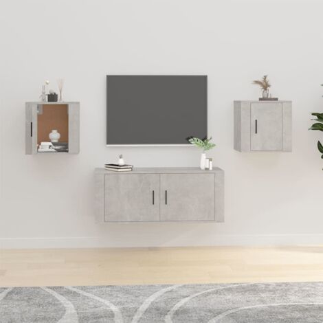 Meubles TV muraux 2 pcs pour Salon - Armoires TV Moderne Gris béton 40x34,5x40 cm BV999027 - BonneVie (1/5)