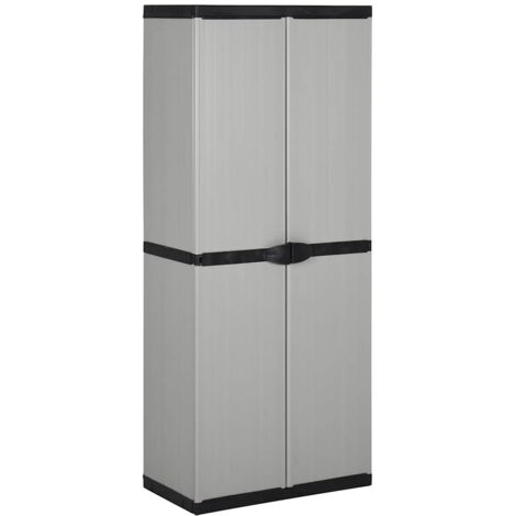 Armoire de jardin Armoire de rangement - Meuble de Rangement 3 étagères Gris/noir 68x40x168cm BV622945 - BonneVie (1/5)