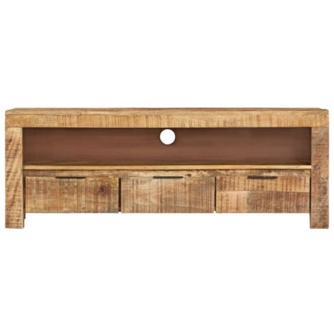 Meuble TV, Étagère TV, Meuble de Salon, 110x30x40 cm Bois de manguier brut OIB8598E (1/5)