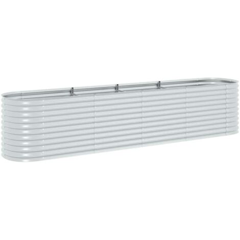Jardinière de jardin - Balconnière à fleurs Lit surélevé de jardin 400x80x81 cm Acier galvanisé Argenté BV411704 - BonneVie (1/5)
