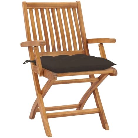 Lot de 6 Chaises de jardin pliables - Chaises d'extérieur pour terrasse/jardin avec coussins Bois de teck BV796821 - BonneVie (1/5)