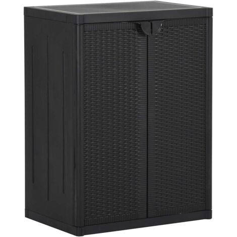 Armoire de jardin Armoire de rangement - Meuble de Rangement Noir 65x45x88 cm PP Rotin BV822745 - BonneVie (1/5)