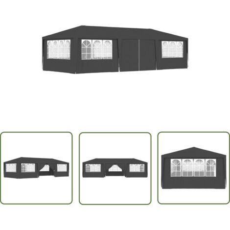 Tente de réception Tonnelle de Jardin - Rapide à Installer et parois latérales 4x9 m Anthracite 90 g/m² BV784916 - BonneVie (1/5)