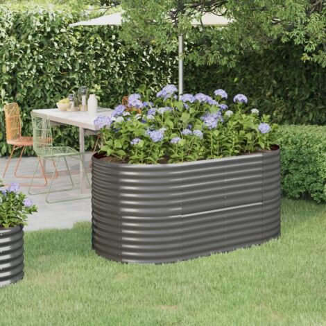 Jardinière - Balconnière à fleurs Acier enduit de poudre 152x80x68 cm Gris BV502757 - BonneVie (1/5)