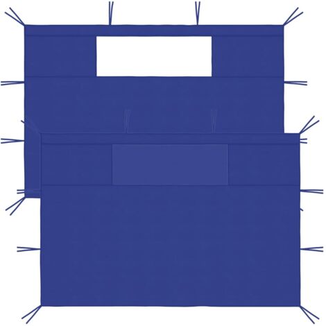 Lot de 2 Parois latérales de belvédère avec fenêtres 2 pcs - Accessoire pour tente et tonnelle Bleu BV234966 - BonneVie (1/4)
