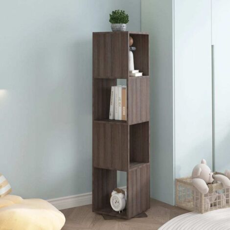 Bibliothèque Armoire rotative - Étagère de Rangement Style Contemporain Gris et chêne 34,5x34,5x147,5 cm Aggloméré BV187062 - BonneVie (1/5)