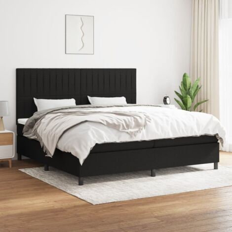 Lit double pour adulte Moderne - Lit à sommier tapissier avec matelas Noir 200x200 cm Tissu BV624014 - BonneVie (1/5)