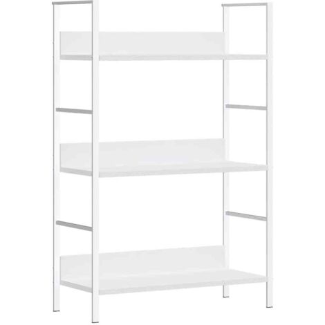Bibliothèque à 3 niveaux Étagère de Rangement - pour Bureau Salon Chambre Cuisine Blanc 60x27,6x90,5 cm Aggloméré BV240483 - BonneVie (1/5)