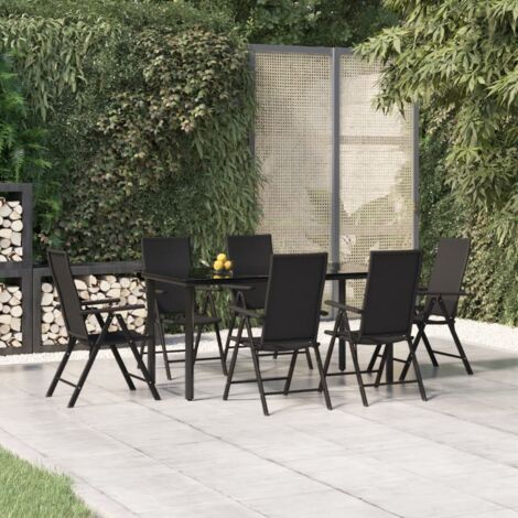Ensemble Table et Chaises de Jardin 7 pcs - Ensemble Table à manger + 6 chaises Noir Résine tressée BV630811 - BonneVie (1/5)