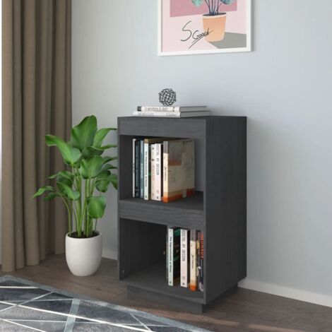 Bibliothèque Étagère de Rangement - pour Bureau Salon Chambre Cuisine Gris 40x35x71 cm Bois de pin massif BV556296 - BonneVie (1/5)