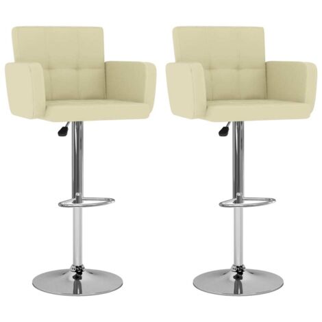 Lot de 2 Tabourets de bar Tabourets Haut - Fauteuils de bar Crème Similicuir BV638831 - BonneVie (1/5)